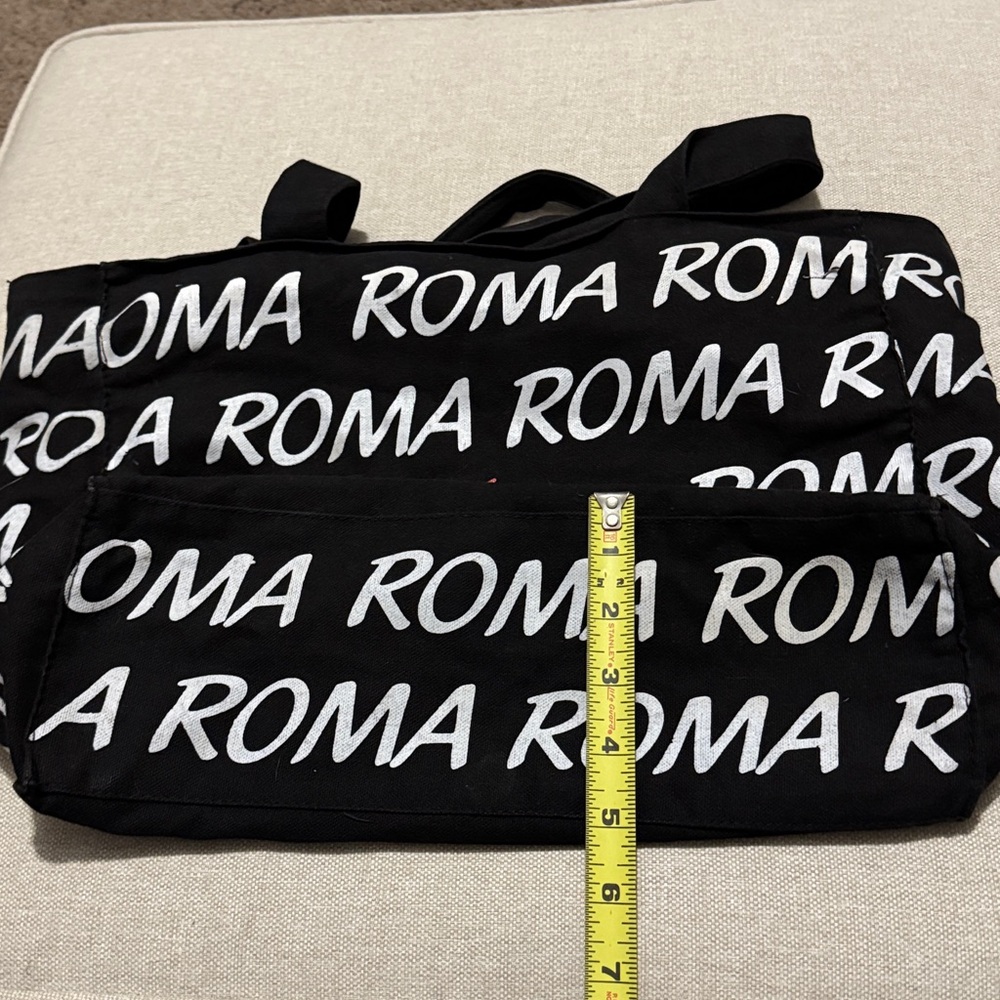 Roma Italia Souvenir Cotton Tote Bag-Zip Top-Black/White/Red - Picture 11 of 16